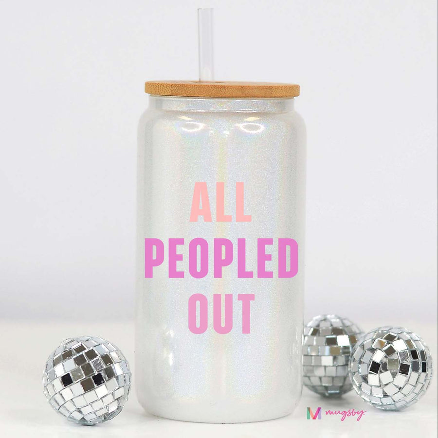 All Peopled Out Shimmer Glass for Iced Beverages including coffee