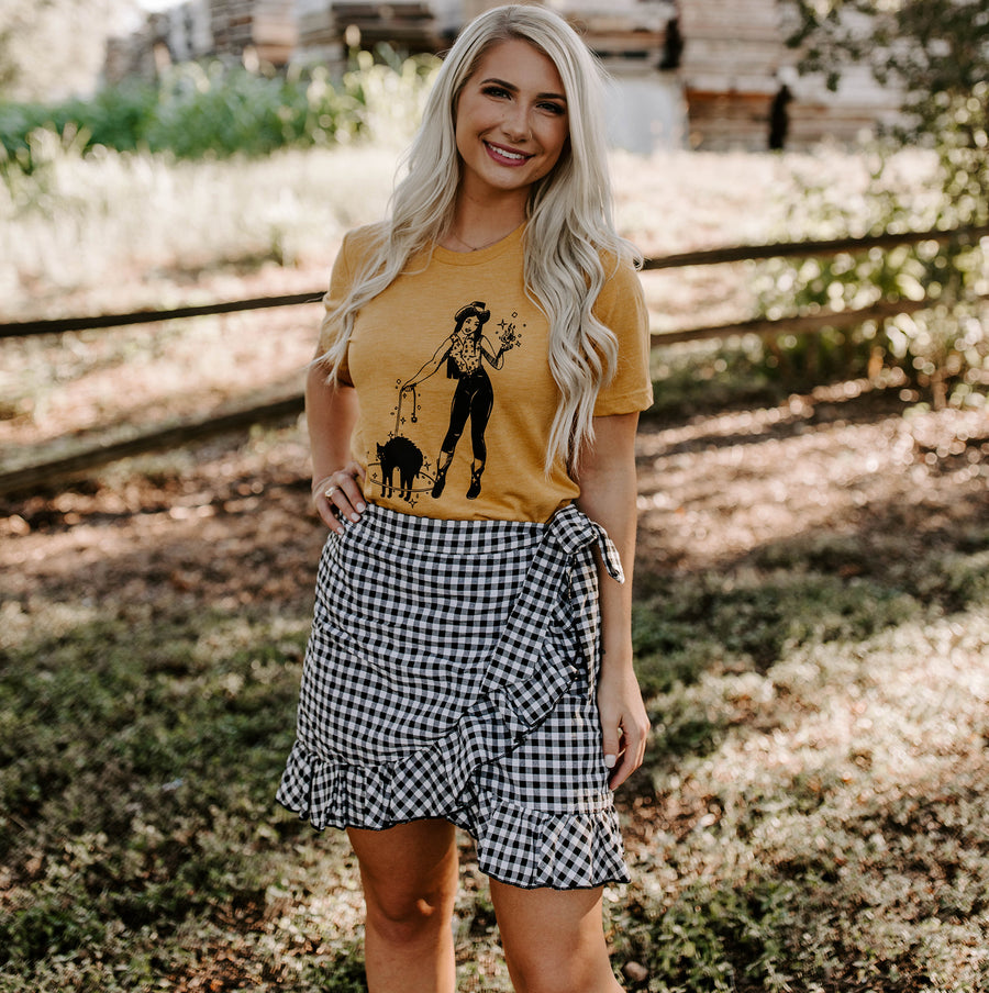 Cowgirl Witch Shirt (Mustard), Halloween Graphic Shirt