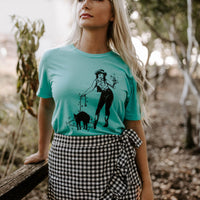 Cowgirl Witch Shirt (Sea Green), Halloween Graphic Shirt