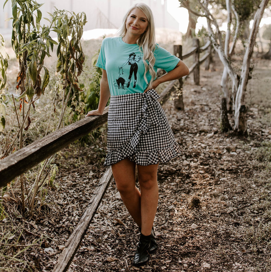 Cowgirl Witch Shirt (Sea Green), Halloween Graphic Shirt