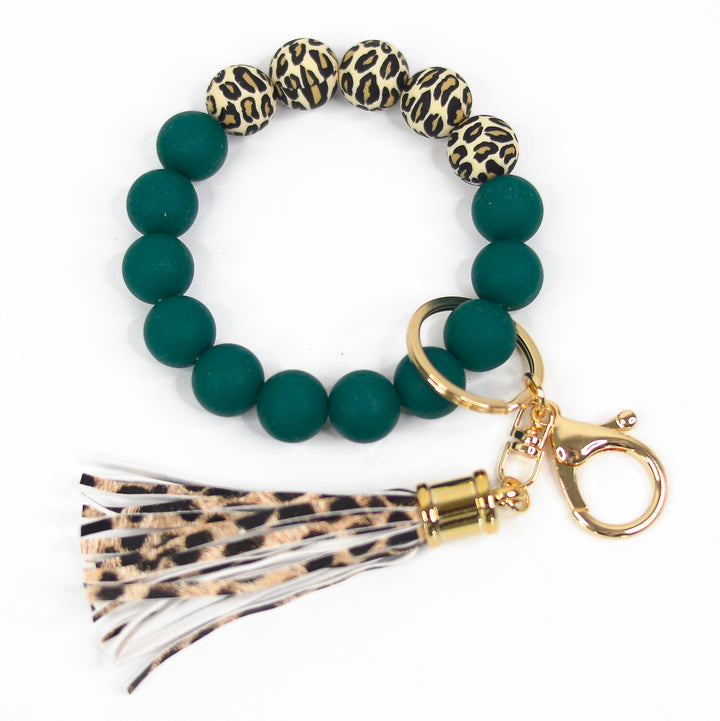 emerald and leopard keychain