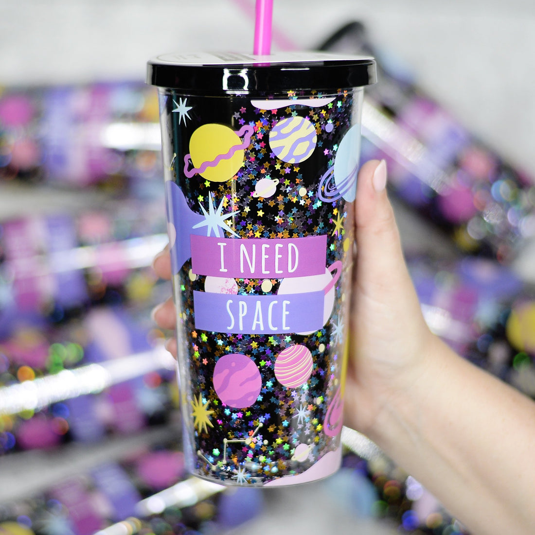 I Need Space Glitter Tumbler