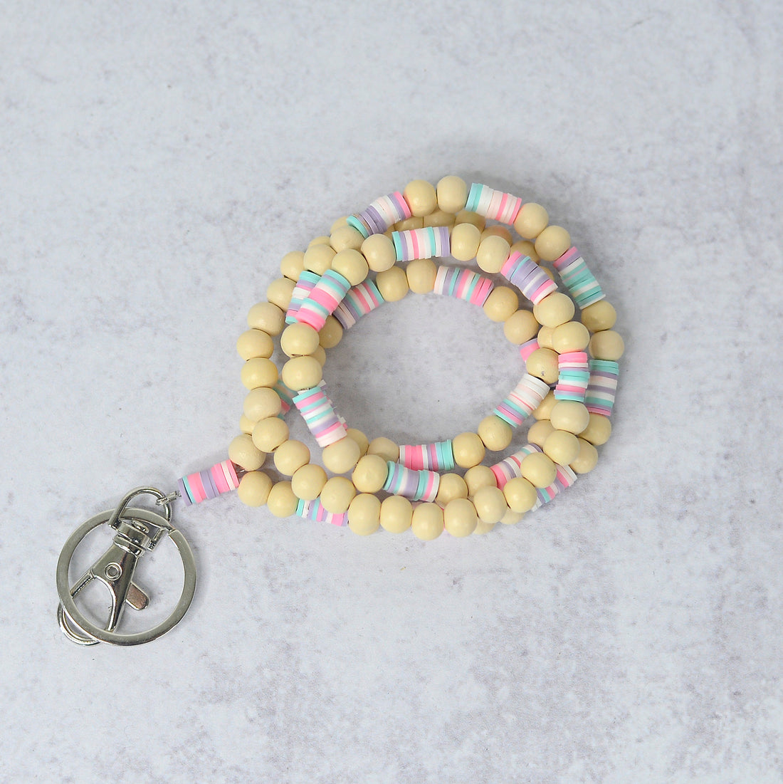 pastel beaded lanyard badge holder