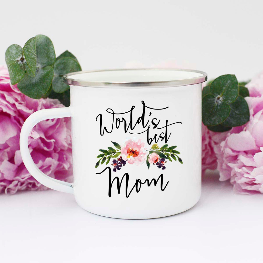 World's Best Mom White Ceramic Mug with Black Handle - 15 oz