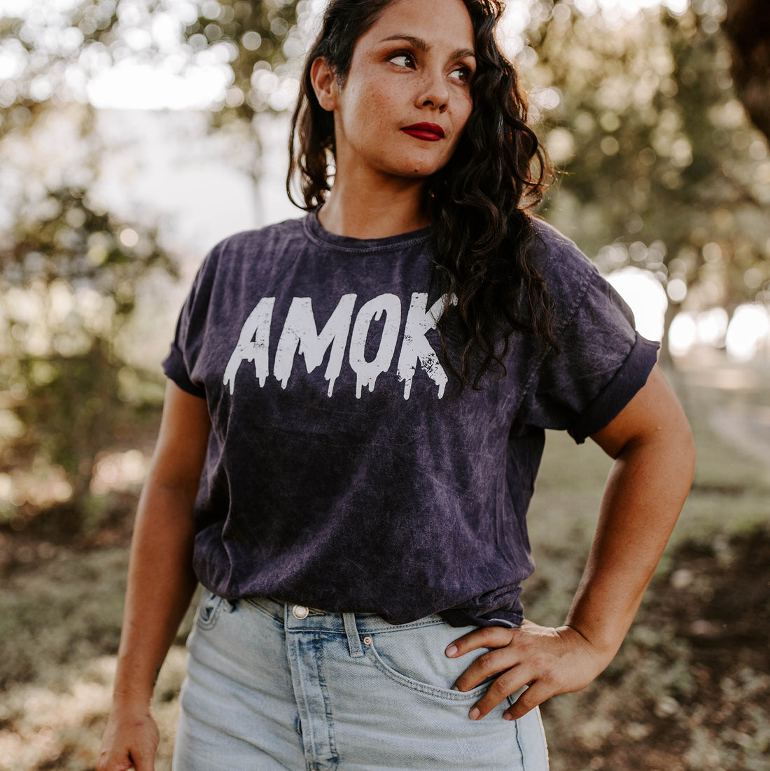 Amok Shirt (Purple Mineral Wash), Halloween Graphic Shirt