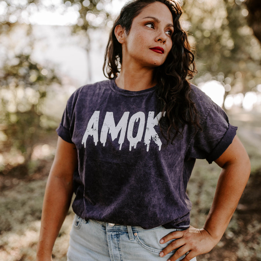 Amok Shirt (Purple Mineral Wash), Halloween Graphic Shirt