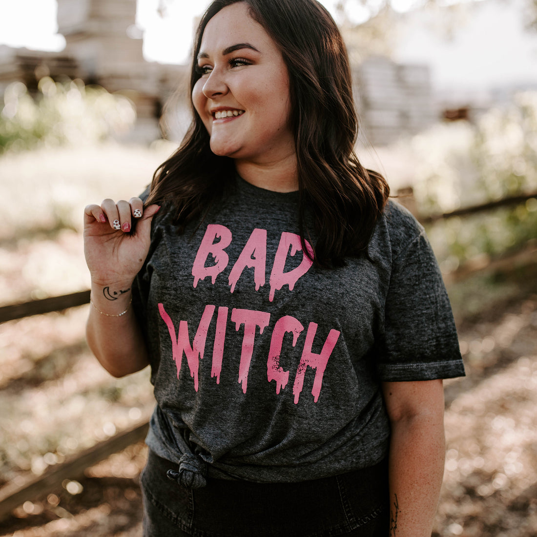Bad Witch Shirt (Black Acid Wash), Halloween Graphic Shirt
