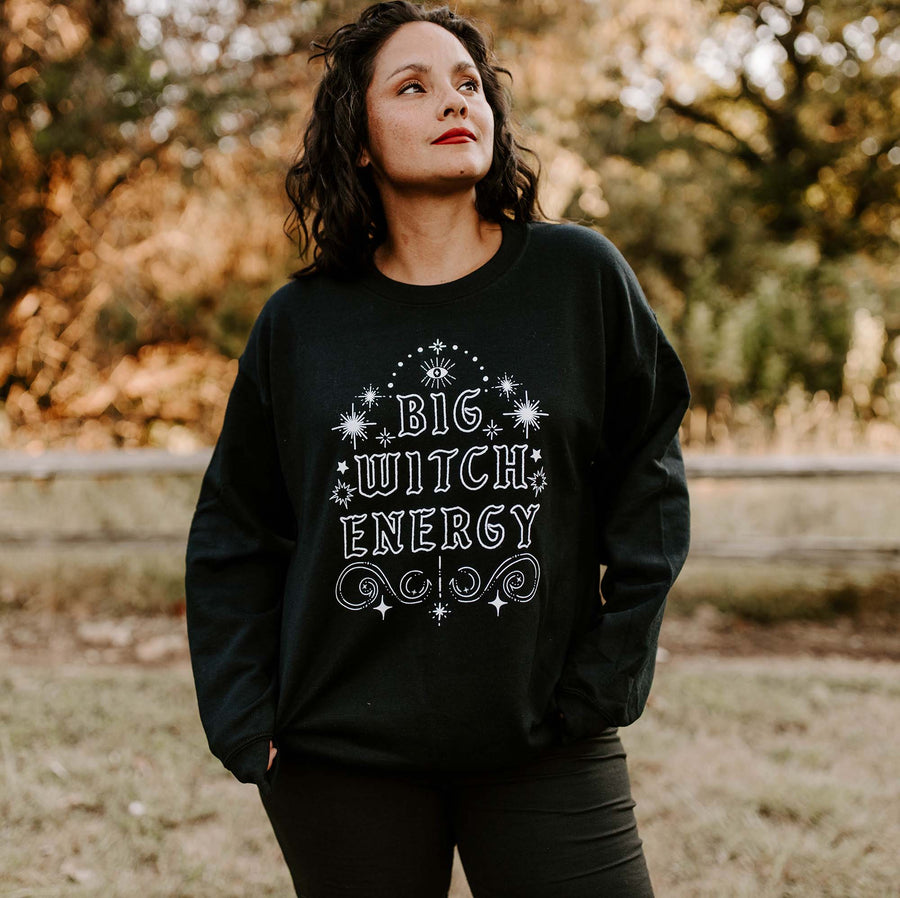 Big Witch Energy Black Sweatshirt, Halloween Graphic Sweatshirt