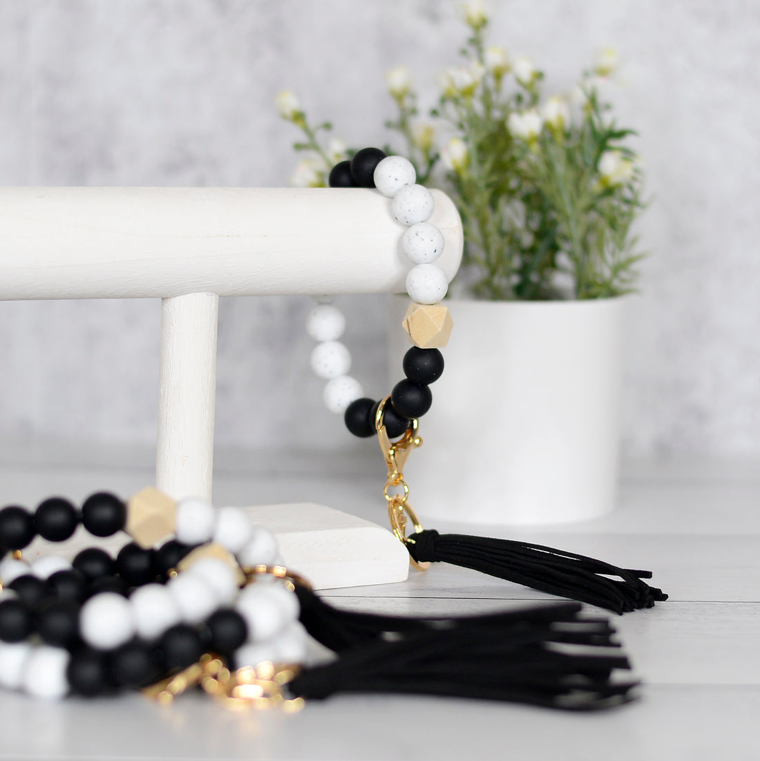 black and white keychain