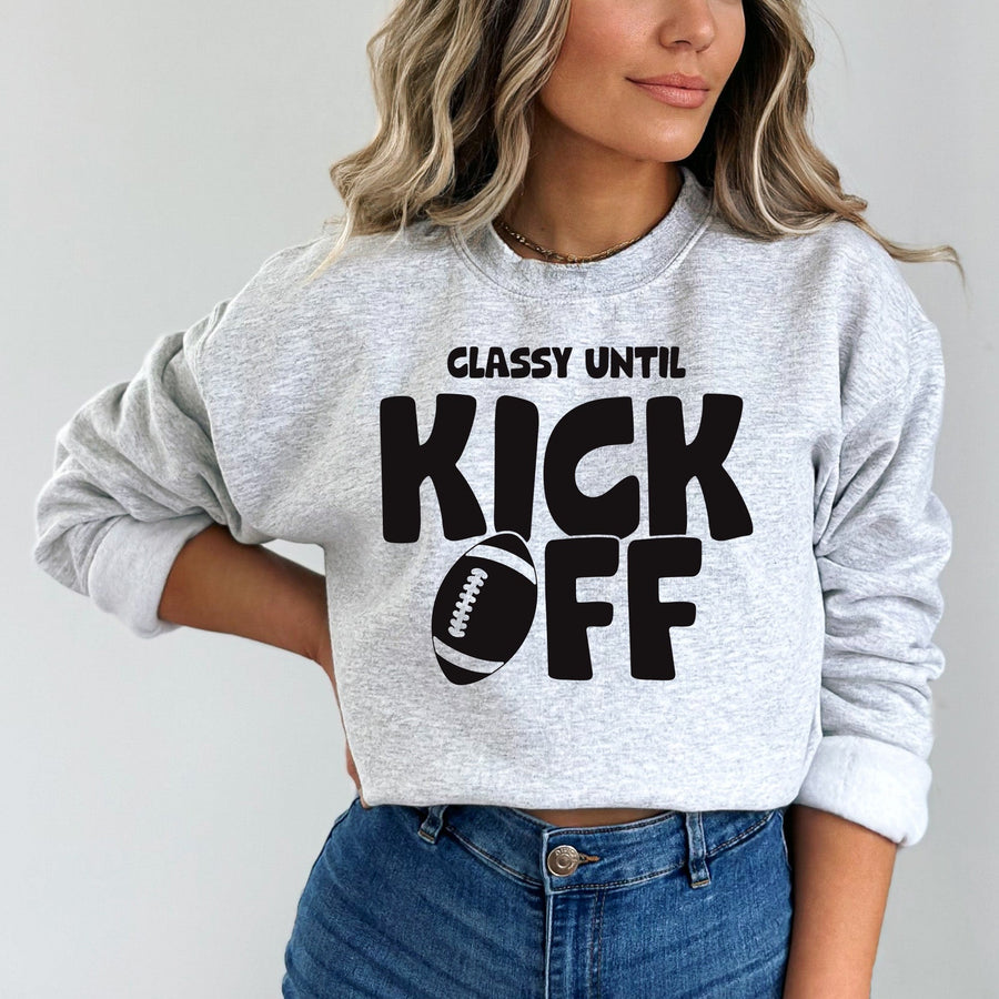 Classy Until Kickoff Football Sweatshirt (ASH Grey)