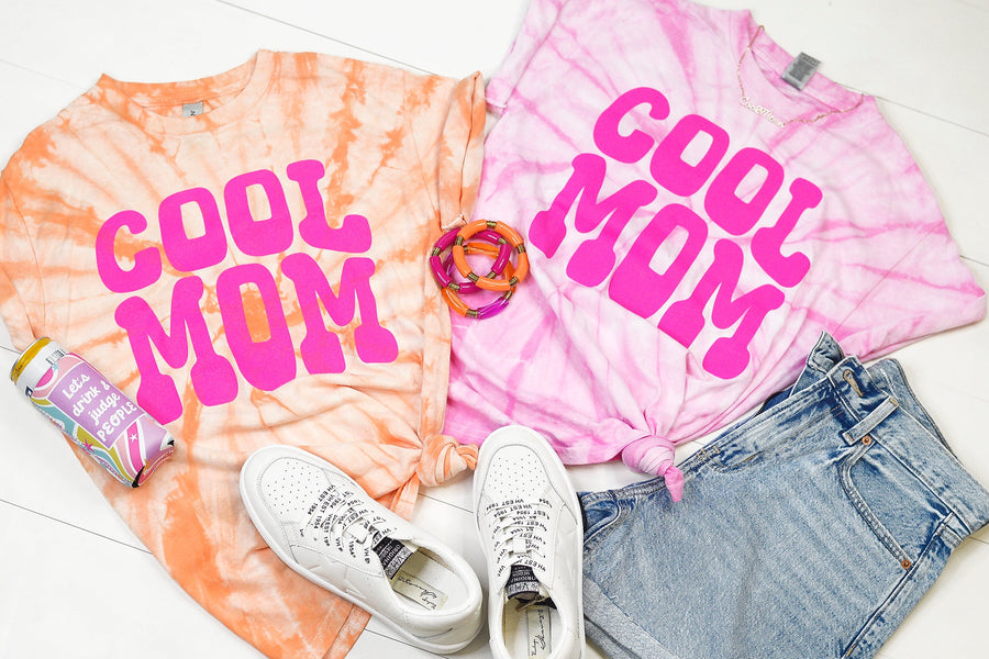 Cool Mom Graphic Shirt (PEACH TieDye)