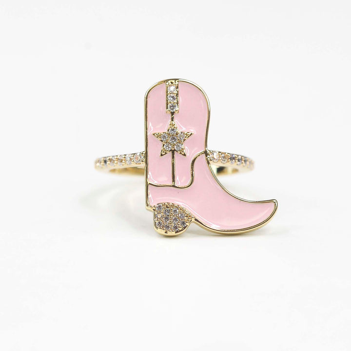 Pink Diamond Boot Ring Adjustable