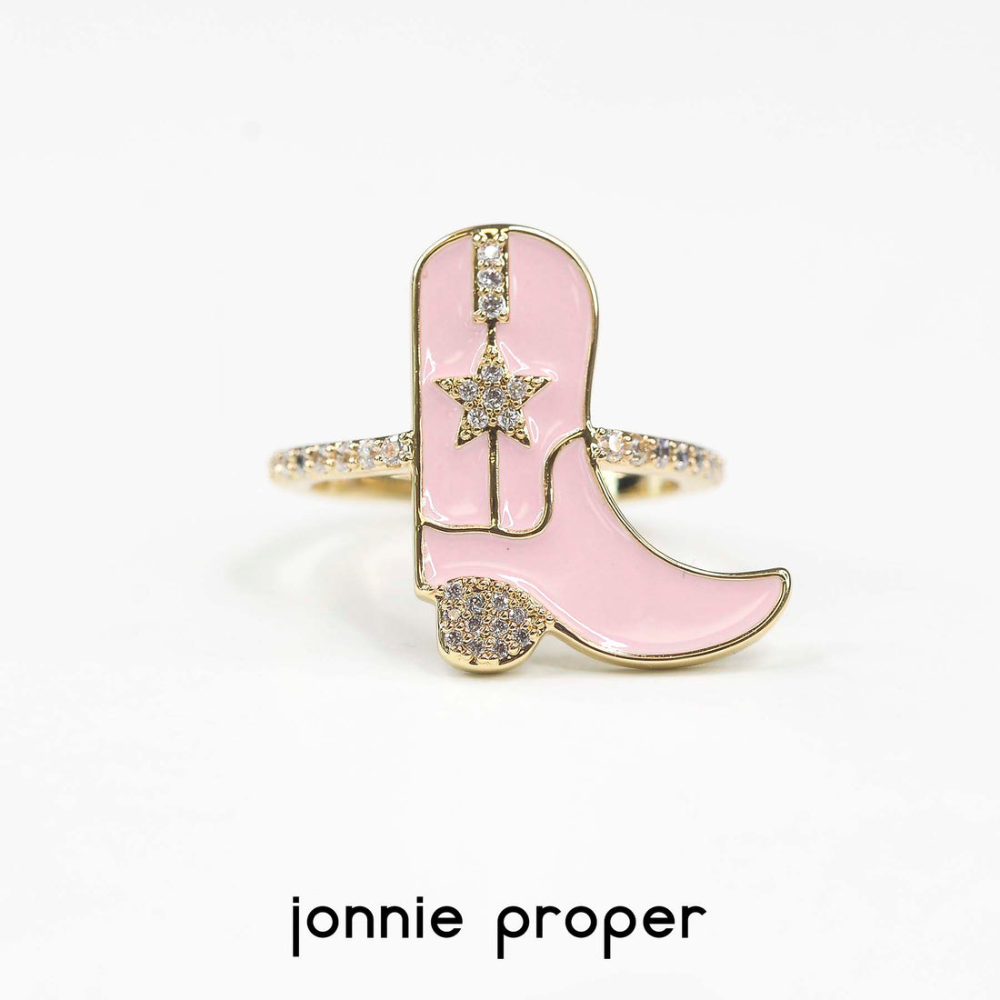 Pink Diamond Boot Ring Adjustable