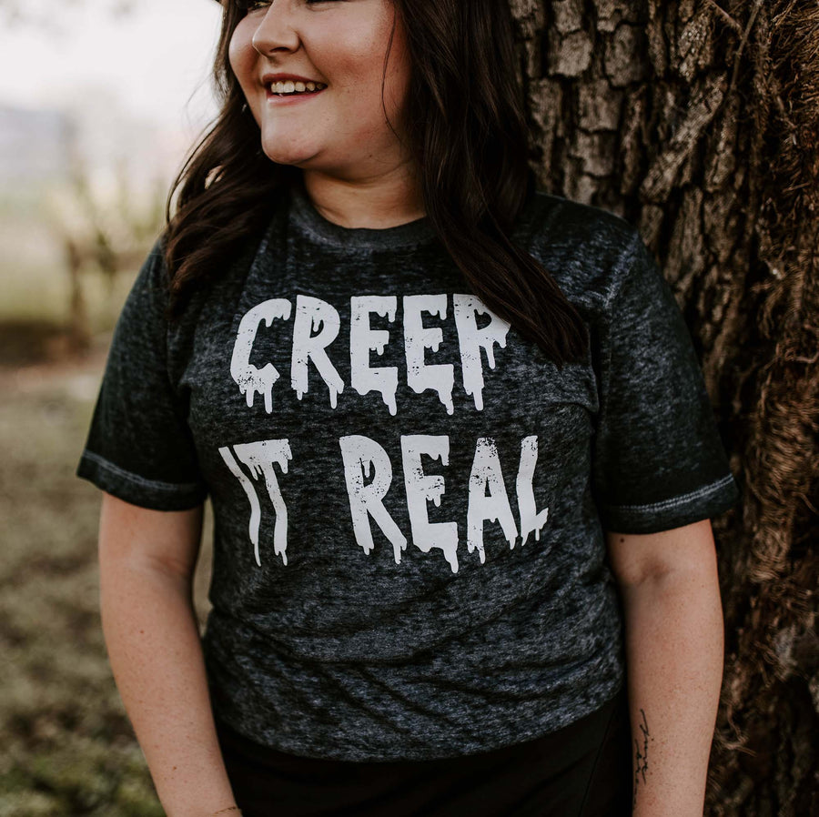 Creep It Real (Black Acid Wash), Halloween Graphic Shirt