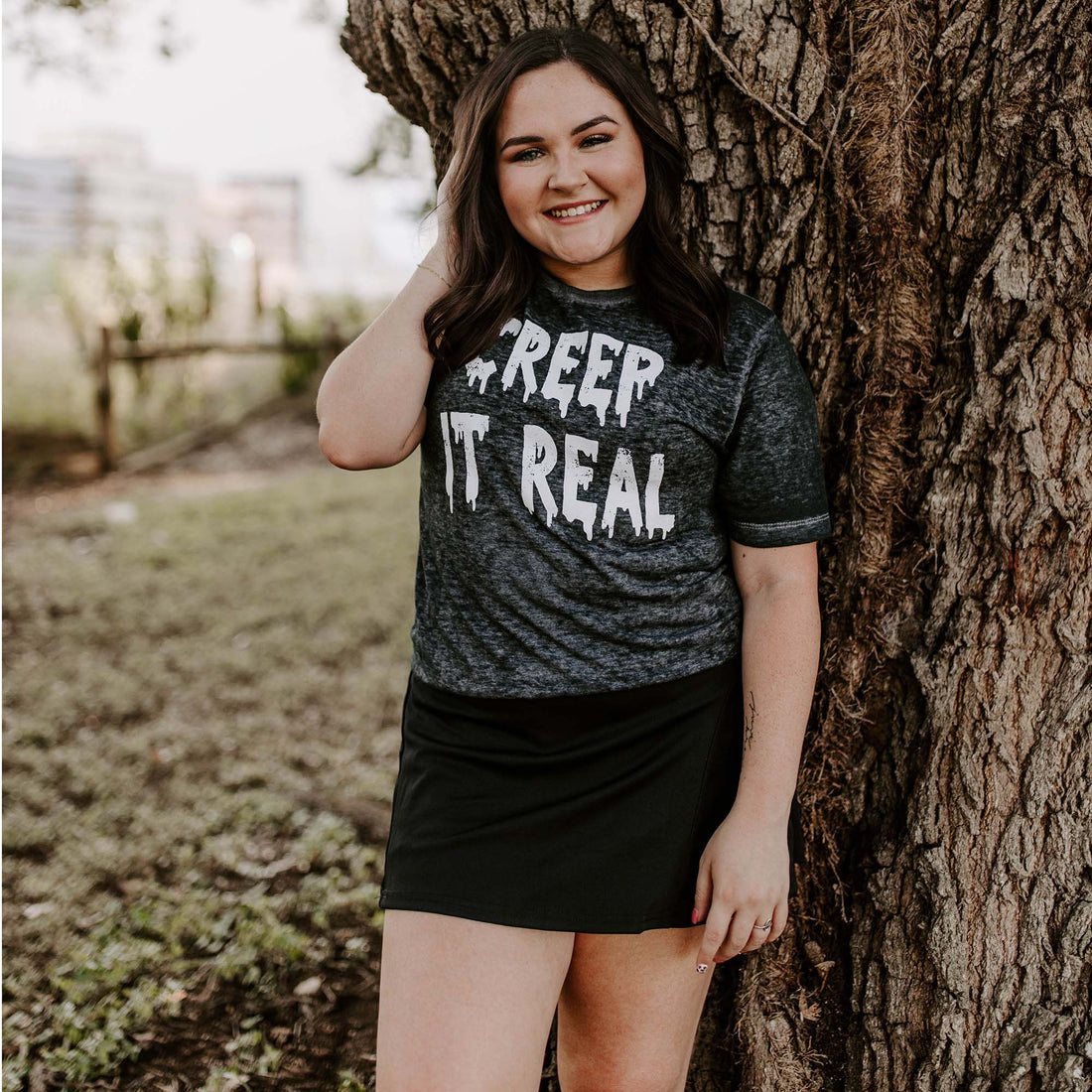 Creep It Real (Black Acid Wash), Halloween Graphic Shirt