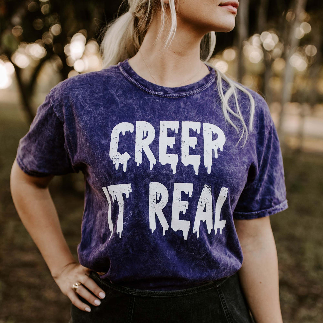Creep it Real (Purple Mineral Wash), Halloween Graphic Shirt