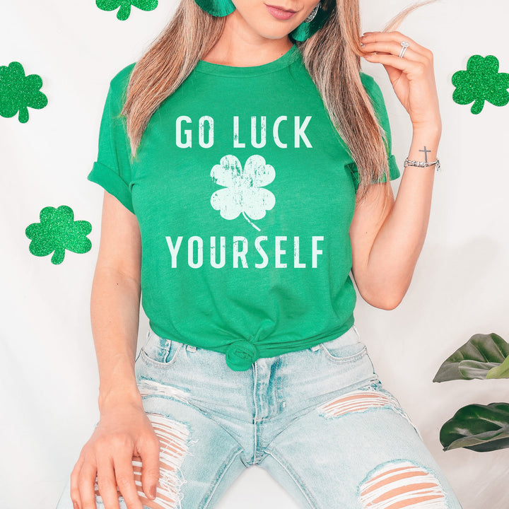 Go Luck Yourself St Patrick's Day Shirt (Heather Kelly Green)