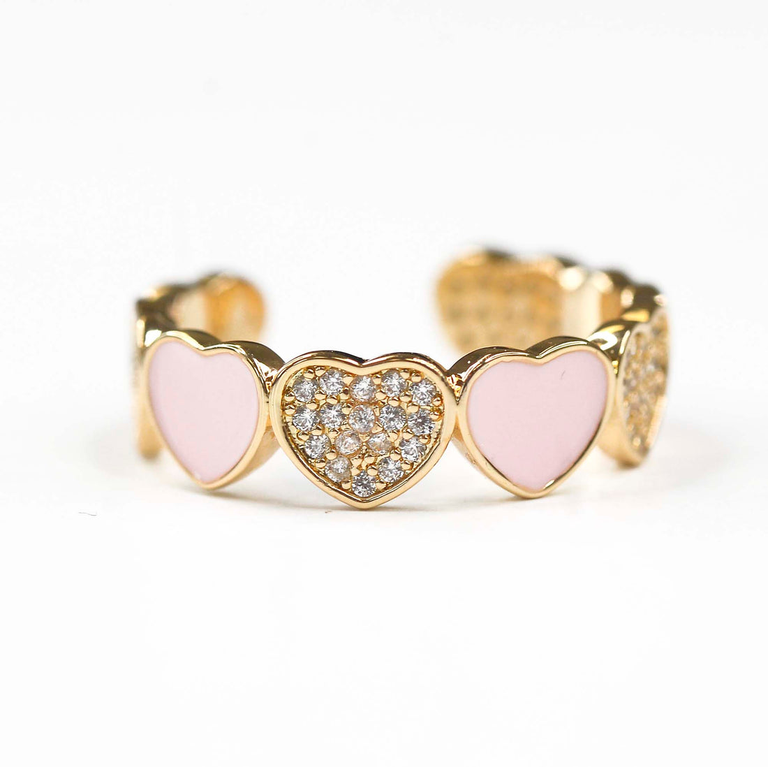 Heart Ring Adjustable Pink and Gold