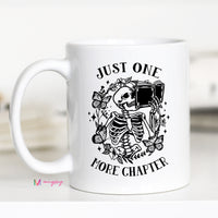 Just One More Chapter Skeleton Reading Coffee Cup
