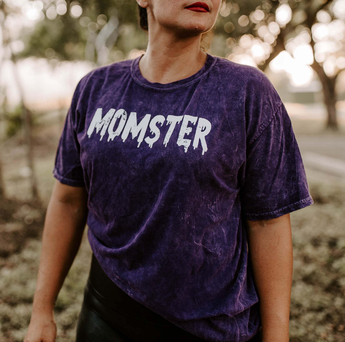 Momster Shirt (Purple Mineral Wash), Funny Halloween Mom Shirt