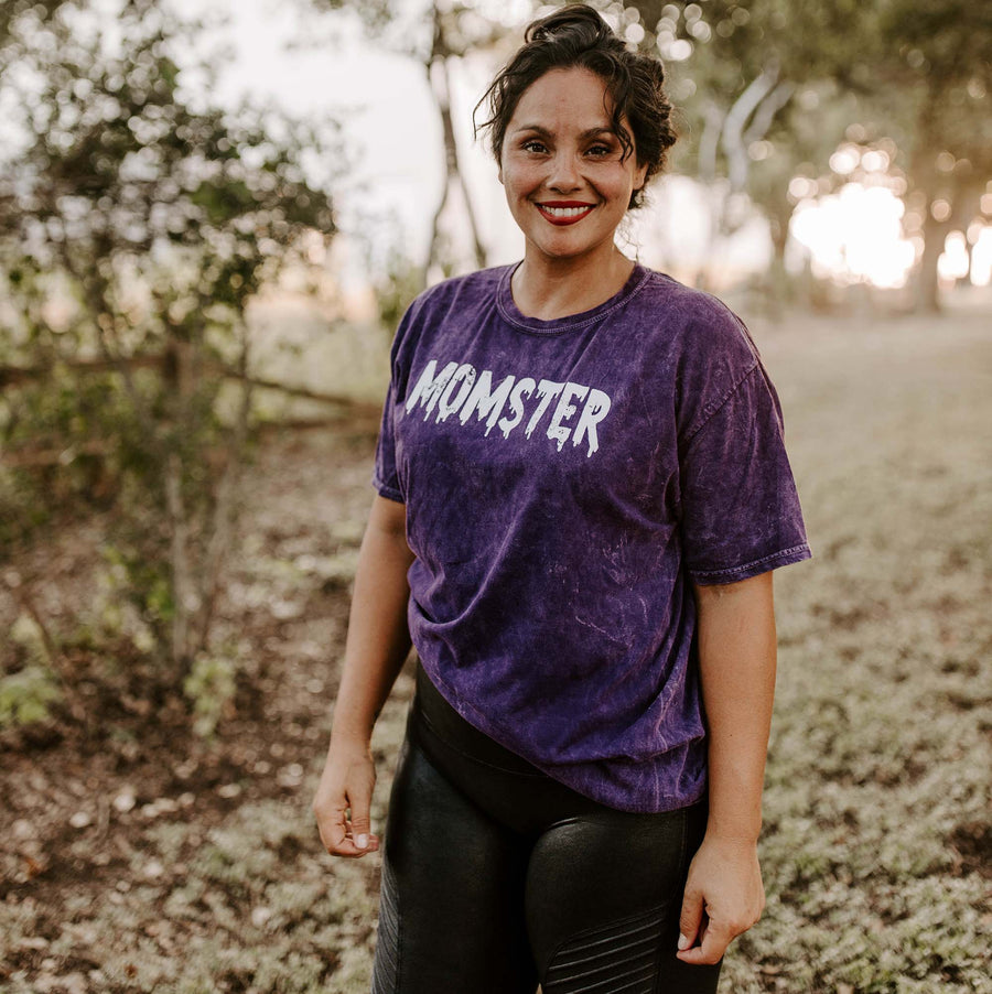 Momster Shirt (Purple Mineral Wash), Funny Halloween Mom Shirt