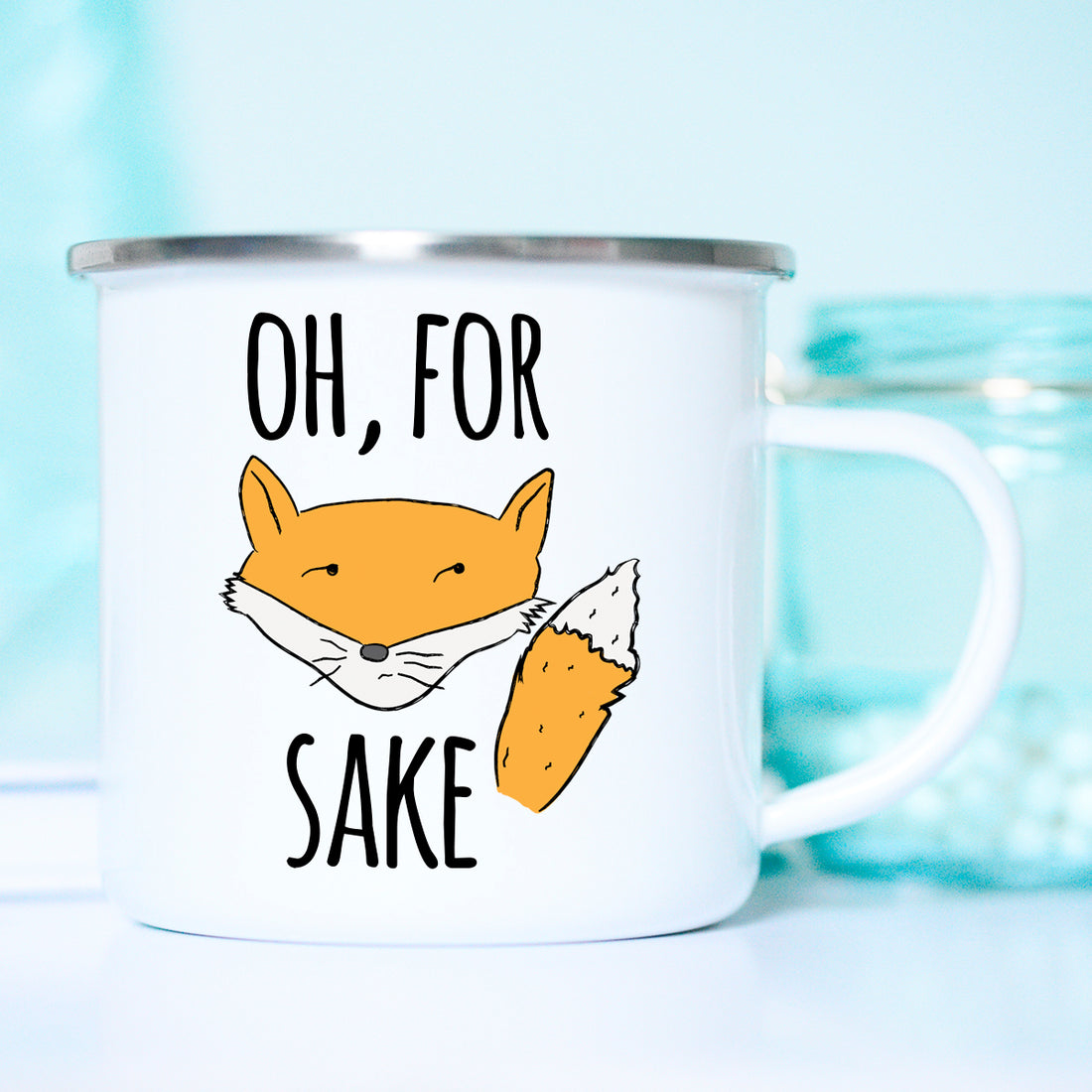 fox enamel mug