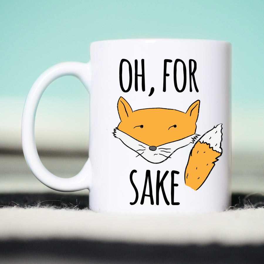 Tazza Divertente In Ceramica – 'Oh For Fox Sake' – Bianca Con Bordo Nero, 0,33L – Regalo Simpatico Per Amici