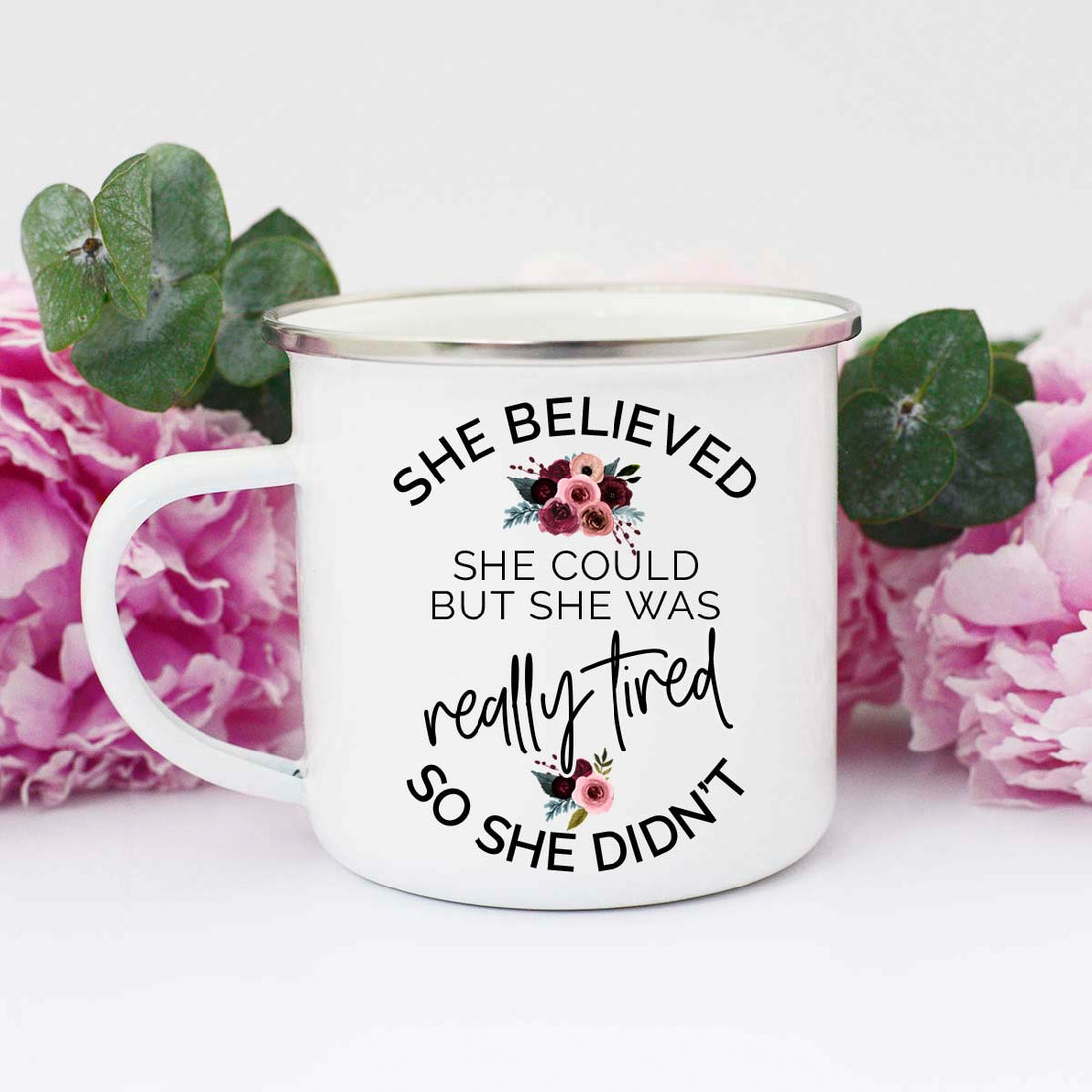 Hot Pink Inspirational Coffee Mug, She Believed She Could so She