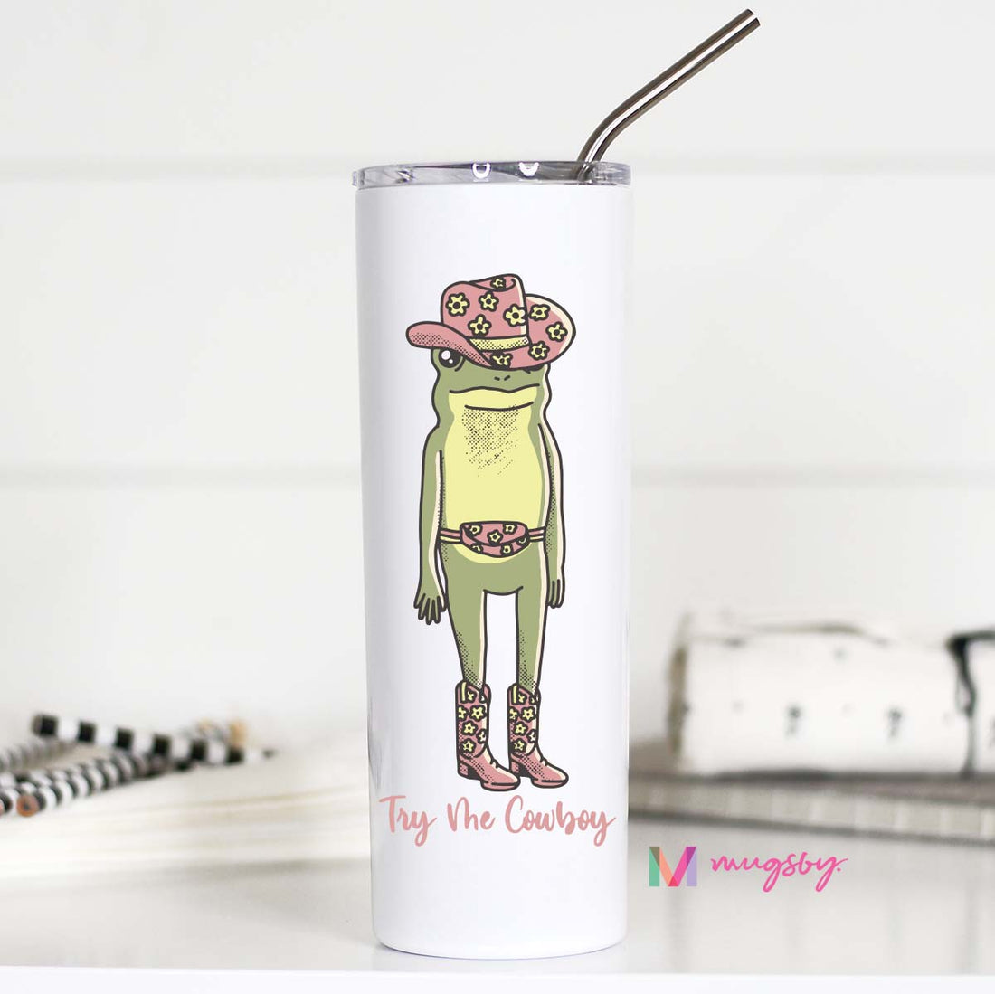 Try Me Cowboy tall travel double insulated mug